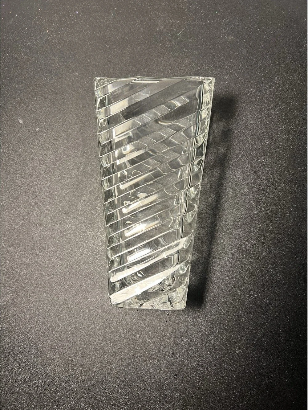 NIB Mikasa Japan 1999 Rectangular Vase Angles Cut Glass Crystal, 4x3x7